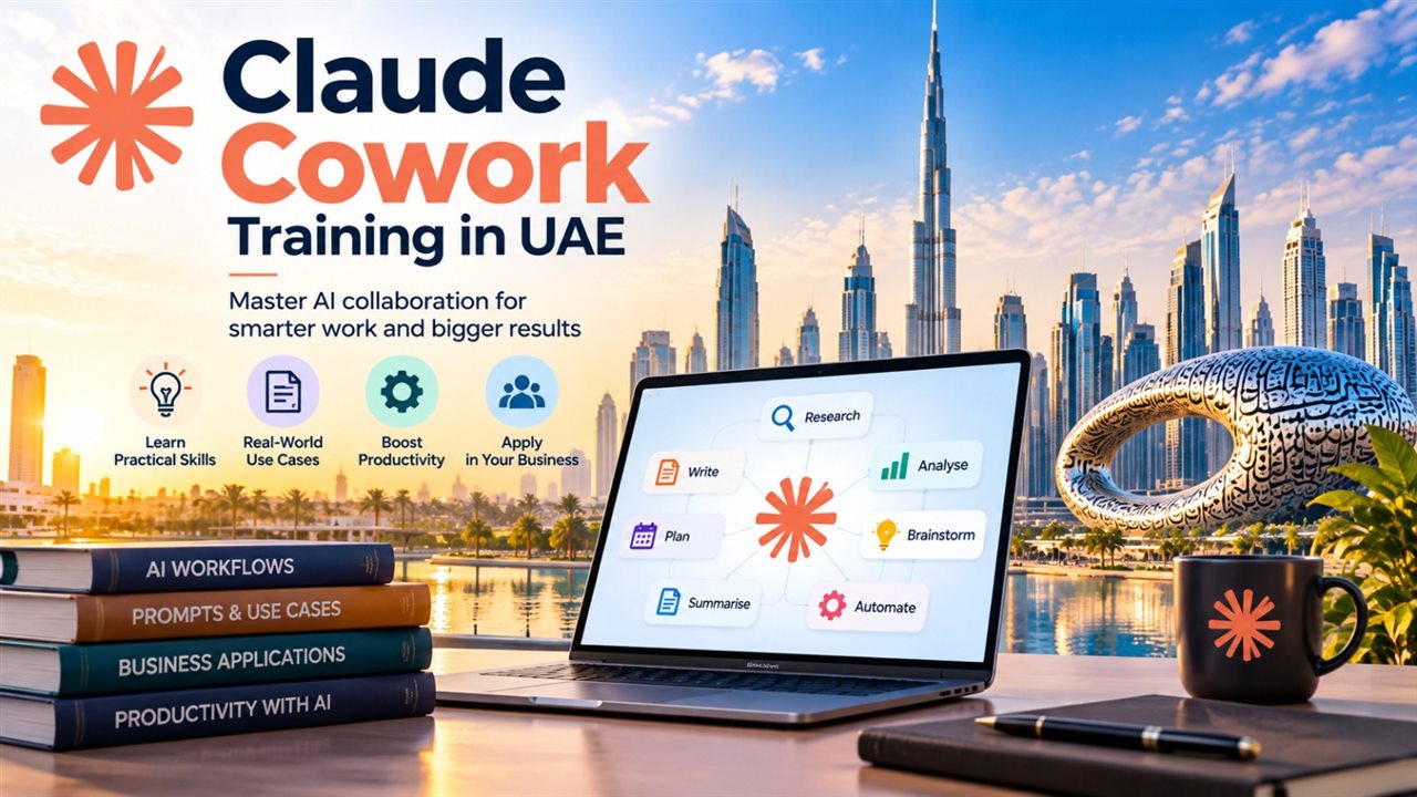 Claude Cowork training for teams in Sharjah by Skillopedia, showing research, writing, analysis and automation tasks